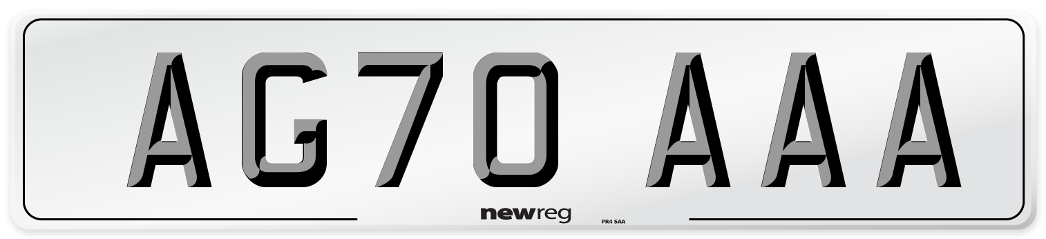 AG70 AAA Number Plate from New Reg